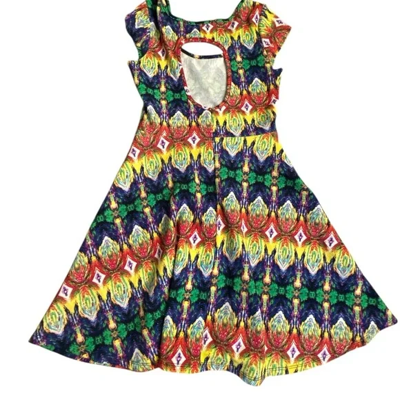 5/$25 Vibrant Multicolor Women's Midi Dress - Picture 4 of 4